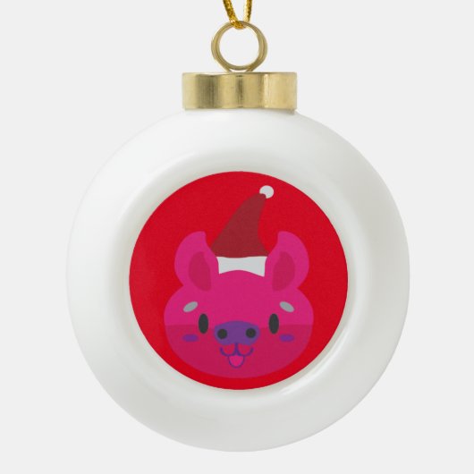 Santa Oynk kerstbal. Keramische Bal Ornament (Voorkant)
