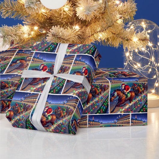 Santa Paard Racing Jockey Kerstmis Cadeaupapier (Feestdagen)