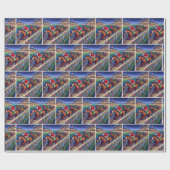 Santa Paard Racing Jockey Kerstmis Cadeaupapier (Vlak)