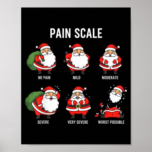 Santa Pain Scale Funny Christmas Design For Nurse Poster (Voorkant)