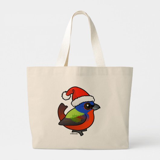 Santa Painted Bunting Grote Tote Bag (Achterkant)