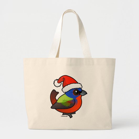 Santa Painted Bunting Grote Tote Bag (Voorkant)