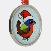 Santa Painted Bunting Metalen Ornament (Rechts)