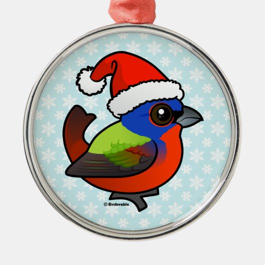 Santa Painted Bunting Metalen Ornament (Voorkant)