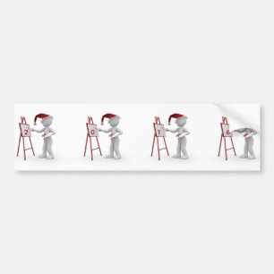 Santa Painting Number 2016, Red White Easel Artist Bumpersticker