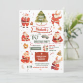 Santa Pajama Party Verjaardag Uitnodiging (Staand voorkant)