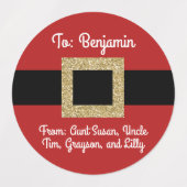 Santa pak gouden riem kerst gepersonaliseerd labels (Design 2)