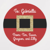 Santa pak gouden riem kerst gepersonaliseerd labels (Design 1)