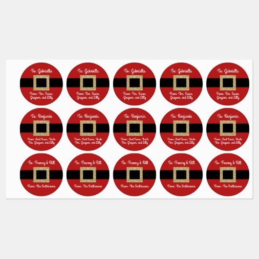 Santa pak gouden riem kerst gepersonaliseerd labels (Vel)