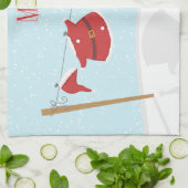 Santa pak op waslijn kerst keukenhanddoek (Gevouwen)
