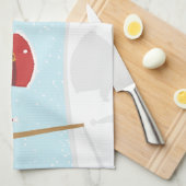 Santa pak op waslijn kerst keukenhanddoek (Quarter Fold)