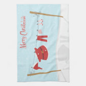 Santa pak op waslijn kerst keukenhanddoek (Verticaal)