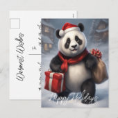 Santa Panda Beer Feestdagenkaart (Voorkant / Achterkant)