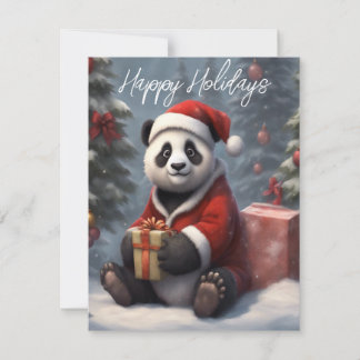 Santa Panda Beer Feestdagenkaart