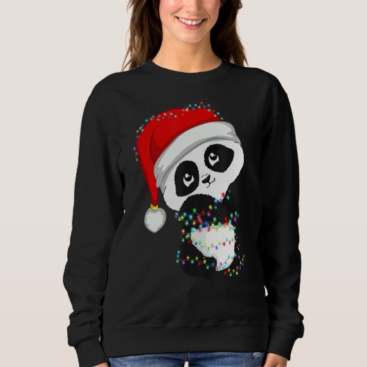 Santa Panda Beer met kerstverlichting Lover Panda Trui (Voorkant)