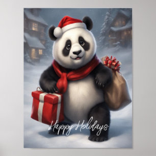 Santa Panda Beer Poster