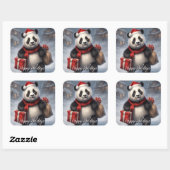 Santa Panda Beer Vierkante Sticker (Vel)