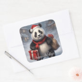 Santa Panda Beer Vierkante Sticker (Envelop)