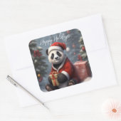 Santa Panda Beer Vierkante Sticker (Envelop)