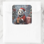 Santa Panda Beer Vierkante Sticker (Tas)
