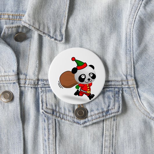 Santa Panda-Button Ronde Button 7,6 Cm (In situ)