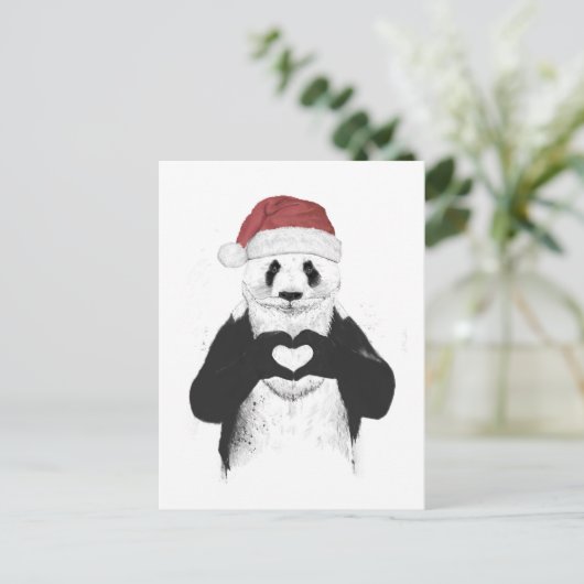 Santa panda feestdagenkaart (Staand voorkant)
