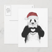 Santa panda feestdagenkaart (Voorkant / Achterkant)
