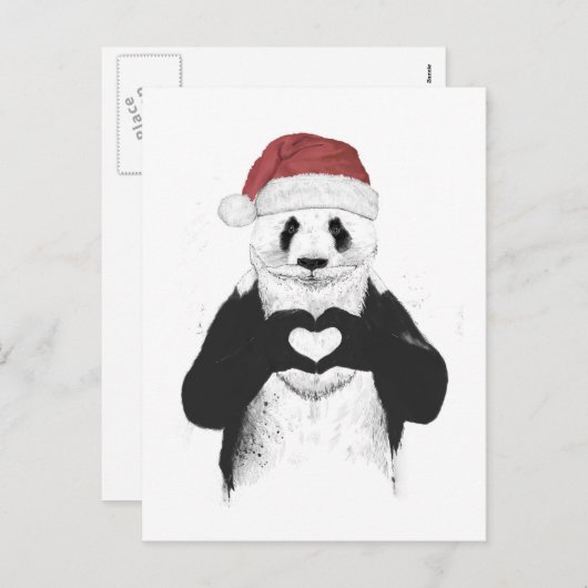 Santa panda feestdagenkaart (Voorkant / Achterkant)
