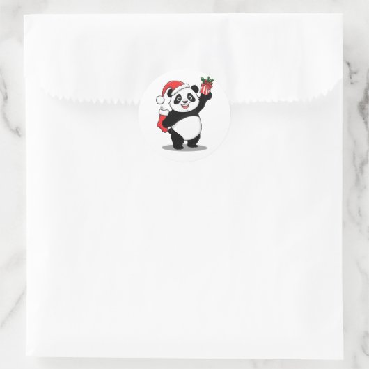 Santa Panda Kerstmis Ronde Sticker (Tas)