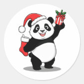 Santa Panda Kerstmis Ronde Sticker (Voorkant)