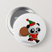 Santa Panda Knop Ronde Button 7,6 Cm (Voorkant /achterkant)