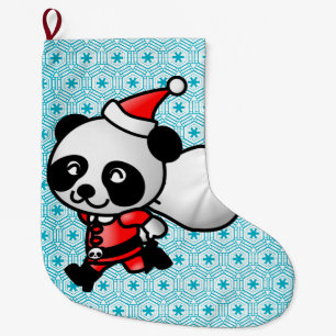 Santa Panda met sneeuwvlokken kerst stoppen Grote Kerstsok