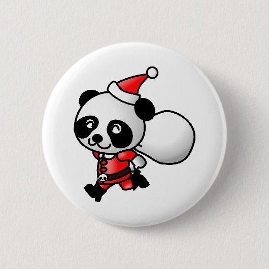 Santa Panda Ronde Button 5,7 Cm (Voorkant)
