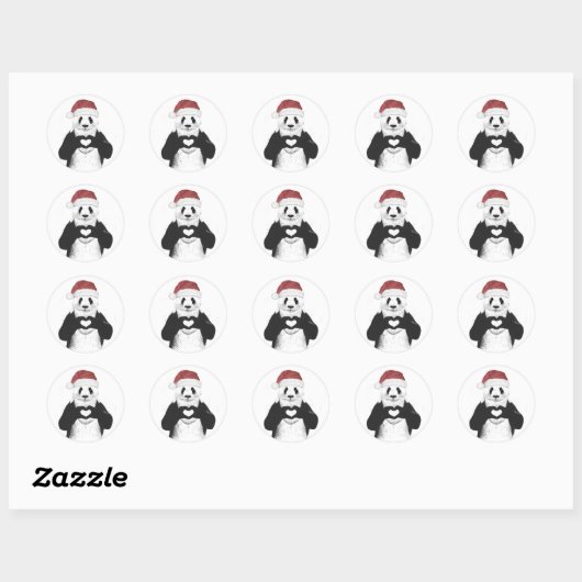 Santa panda ronde sticker (Vel)