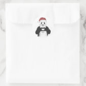 Santa panda ronde sticker (Tas)