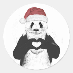 Santa panda ronde sticker