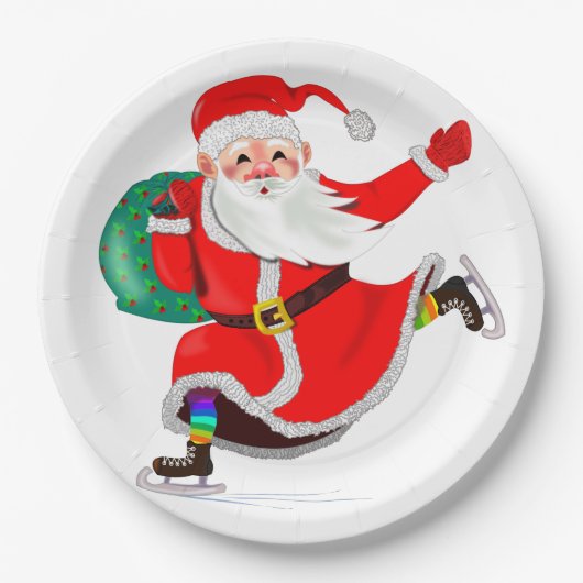 Santa Papier Borden Vrolijk kerstfeest Papieren Bordje (Voorkant)