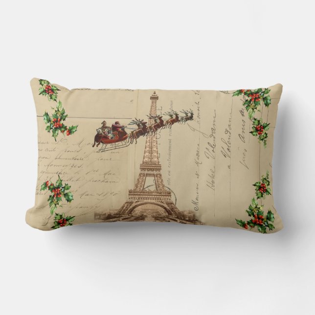  Santa Paris Christmas Lumbar Pillow Kussen (Voorkant)