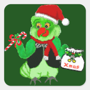 Santa Parrot Stickers