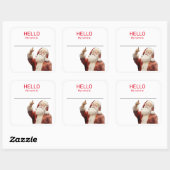 Santa Party Naam Tag Badge Kerstmis Vierkante Sticker (Vel)