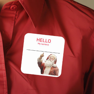 Santa Party Naam Tag Badge Kerstmis Vierkante Sticker