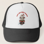 Santa "Party Pooper" Funny kerstPet Trucker Pet (Voorkant)