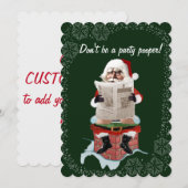 Santa "Party Pooper" Funny Kerstuitnodigingen Kaart (Voorkant / Achterkant)