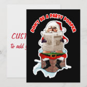 Santa "Party Pooper" Funny Kerstuitnodigingen Kaart (Voorkant / Achterkant)