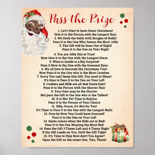 Santa Pass het Prijsgedicht Kerstspel Teken Poster (Voorkant)