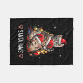 Santa Paw and Claw Santa Cat kerstboom lichten Fleece Deken (Voorkant (Horizontaal))