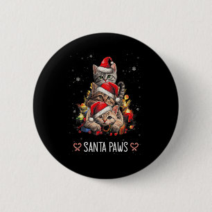 Santa Paw and Claw Santa Cat kerstboom lichten Ronde Button 5,7 Cm