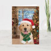 Santa Paw Christmas-Schattigee Golden Retriever Gr Kaart (Voorkant)