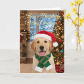 Santa Paw Christmas-Schattigee Golden Retriever Gr Kaart (Gele Bloem)