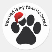 Santa Paw Print Rescued Christmas Classic Stickers (Voorkant)